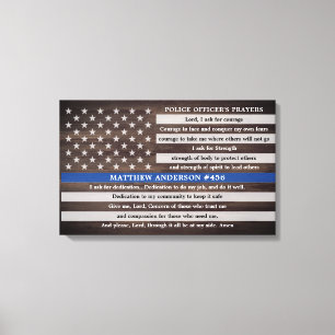Rustic Police Officers Prayer Gift Thin Blue Line Canvastryck
