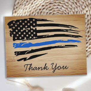 Rustic Police Thin Blue Line Tack Vykort