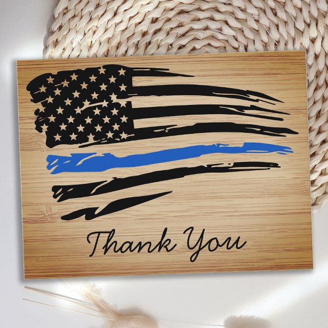 Rustic Police Thin Blue Line Tack Vykort (Skapare uppladdad)