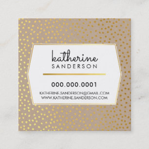 RUSTIC POLKA DOT CONFETTI modern guld folie Fyrkantigt Visitkort