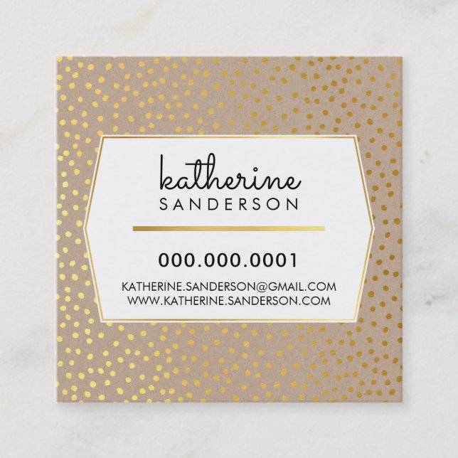 RUSTIC POLKA DOT CONFETTI modern guld folie Fyrkantigt Visitkort (Framsida)