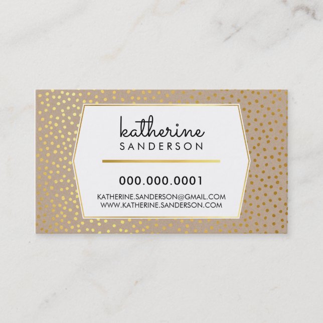 RUSTIC POLKA DOT CONFETTI modern guld folie Visitkort (Framsida)