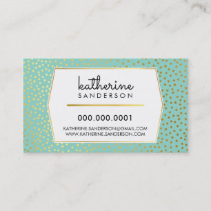 RUSTIC POLKA DOT CONFETTI modern myntfolie guld Visitkort