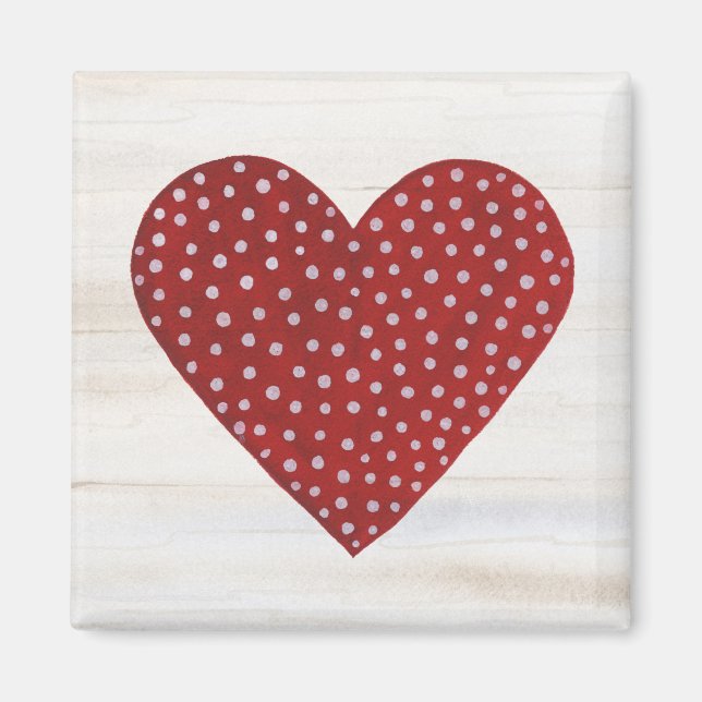 Rustic Polka Dot Valentine Heart Magnet (Framsidan)