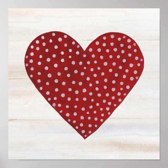 Rustic Polka Dot Valentine Heart Poster (Framsidan)