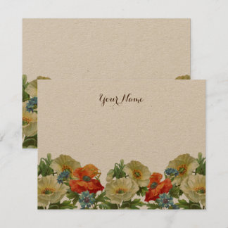 Rustic Poppies och Cornblommor Editable Anteckningskort