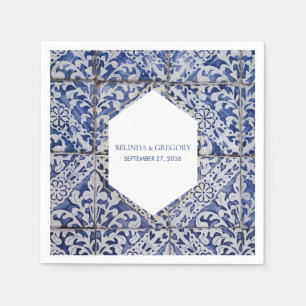 Rustic Portugisiska Tiles Bröllop Pappersservett