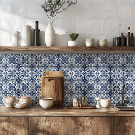 Rustic Portuguesa Azulejo Blue White Mediterranean Kakelplatta