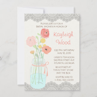 Rustic Posh i Coral Inbjudningar