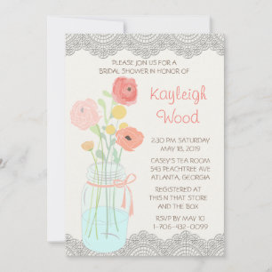 Rustic Posh i Coral Inbjudningar