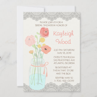 Rustic Posh i Coral Inbjudningar