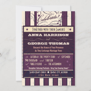 Rustic Poster: Eggplant Dream Personligt bröllp Inbjudningar
