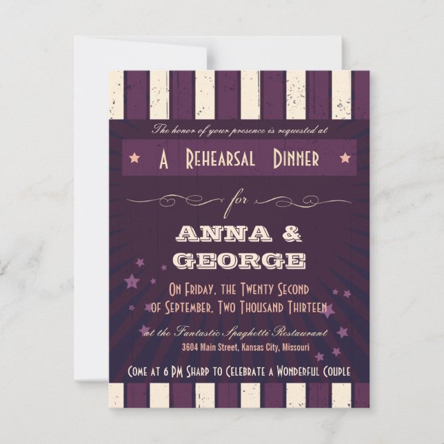 Rustic Poster: Eggplant Dream Rehearsal Dinner Inbjudningar (Framsida)