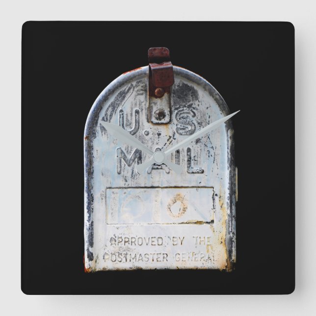 Rustic Postlåda Porträtt Fyrkantig Klocka (Framsida)