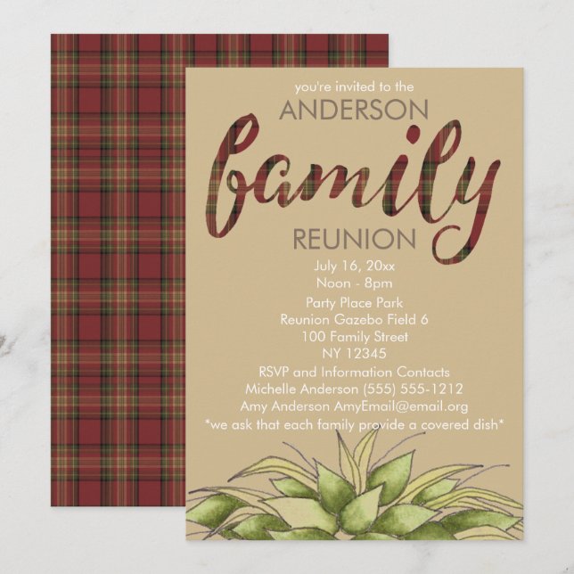 Rustic Pput and Löv Family Reunion Inbjudningar (Fram/baksida)