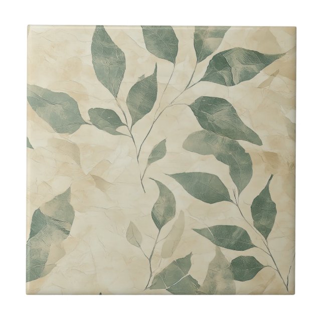 Rustic Pressed Leaves Pattern– Autumn Botanical 11 Kakelplatta (Framsidan)