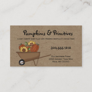 Rustic primitive Fall Pumpkins and Sunblommor Visitkort