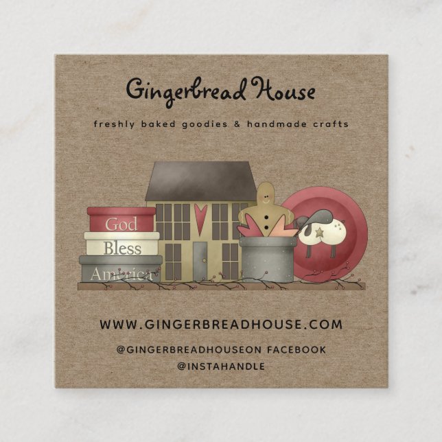 Rustic Primitive Land Kraft Fyrkantigt Visitkort (Framsida)