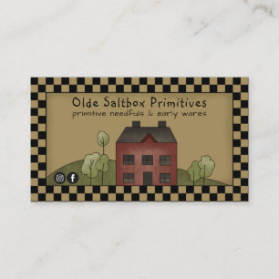 Rustic Primitive Land Saltbox House Visitkort
