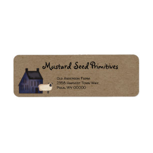 Rustic Primitive Land Saltbox-Returadress Returadress Etikett