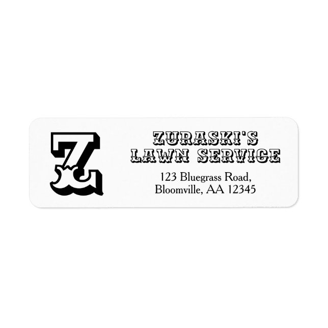 Rustic Professionell Monogram Business Returadress Etikett (Framsidan)