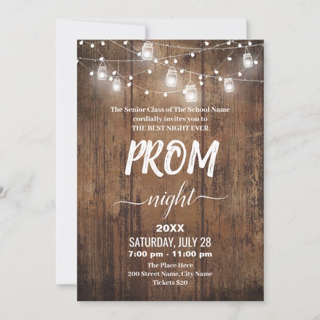 Rustic Prom-inbjudan Meddelande (Framsida)