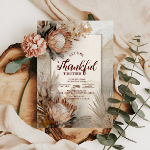 Rustic Protea Bloom Thanksgiving Middag Inbjudningar