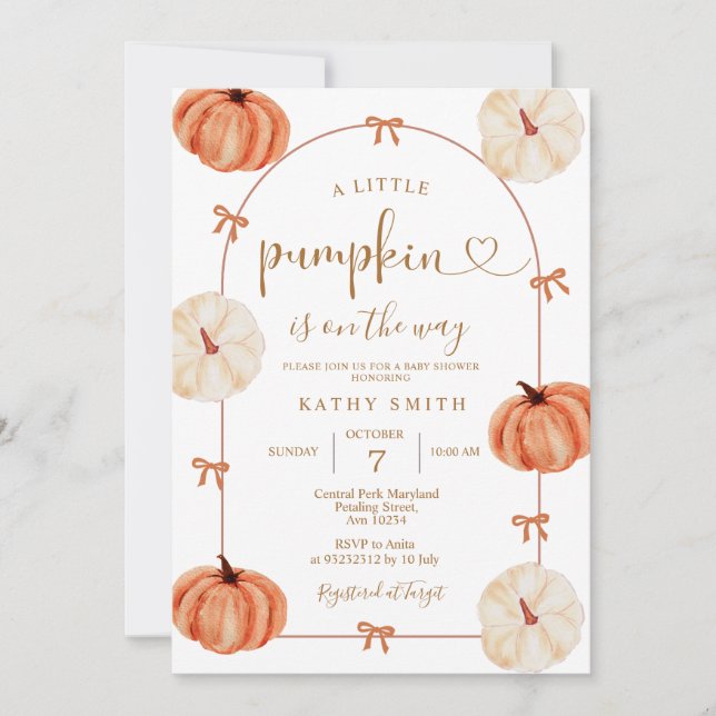 RUSTIC pumpa är på väg Baby Shower Inbjudningar (Framsida)
