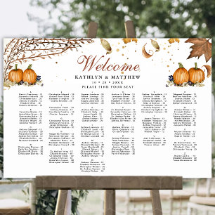Rustic Pumpkin Autumn Bröllop Alfabetisk sittning Poster