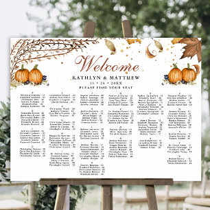 Rustic Pumpkin Autumn Bröllop Alfabetisk sittning Poster