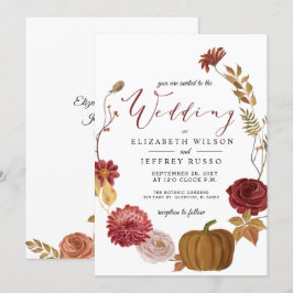 Rustic Pumpkin Autumn Fall Wedding Inbjudningar