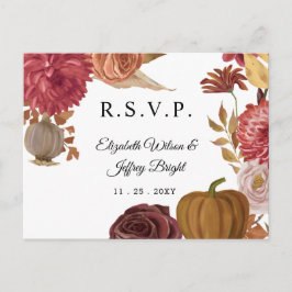 Rustic Pumpkin Autumn Fall Wedding OSA Inbjudan Vykort