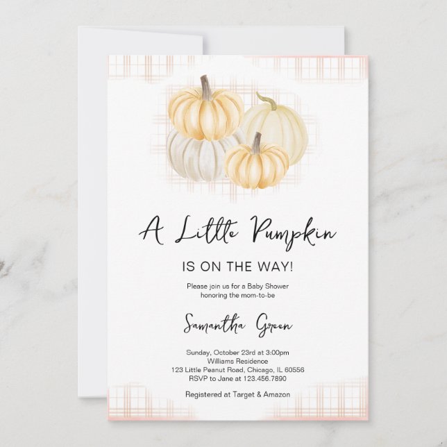 Rustic Pumpkin Baby Shower Inbjudningar (Framsida)