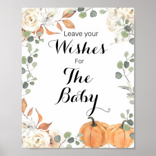Rustic pumpkin Baby Shower Önskemål för Baby-tecke Poster