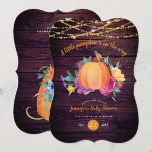 Rustic Pumpkin BABY SHOWER Watercolor FALL Modern Inbjudningar