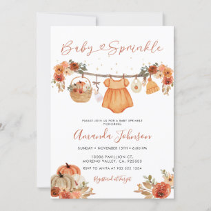 Rustic Pumpkin Barnkläder Baby Sprinkle Inbjudningar
