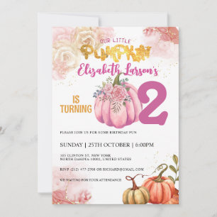 Rustic Pumpkin Birthday Glitter Watercolor Inbjudningar