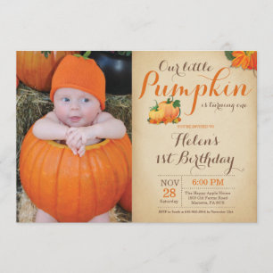 Rustic Pumpkin Birthday-inbjudan första dagen Inbjudningar