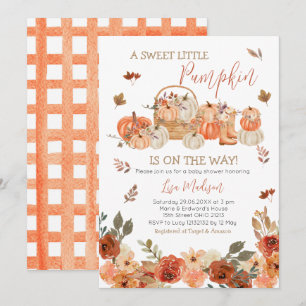 Rustic Pumpkin Blommigt Baby Shower Höst löv Inbjudningar