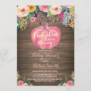 Rustic Pumpkin Blommigt Baby Shower-inbjudan för f Inbjudningar