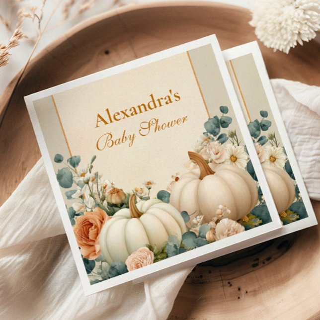 Rustic Pumpkin Blommigt Baby Shower Pappersservett (Skapare uppladdad)
