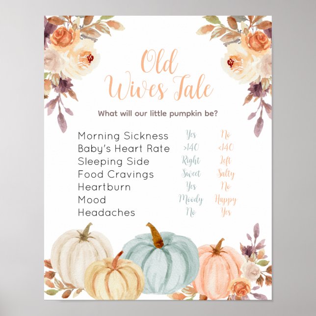 Rustic Pumpkin Blommigt Gamla Wives Tales Poster (Framsidan)