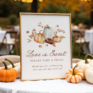 Rustic Pumpkin Blommigt Kärlek är Sweet Favors Sig Poster