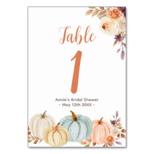 Rustic Pumpkin Blommigt Modern Bordsnummer