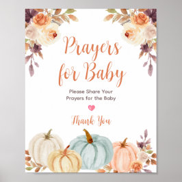 Rustic Pumpkin Blommigt Prayers for Baby Sign Poster