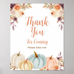 Rustic Pumpkin Blommigt Tack för att du kom och Po Poster