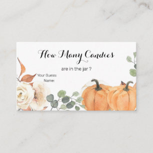 Rustic Pumpkin Boho Blommigt Gissa hur många kanin Tilläggskort