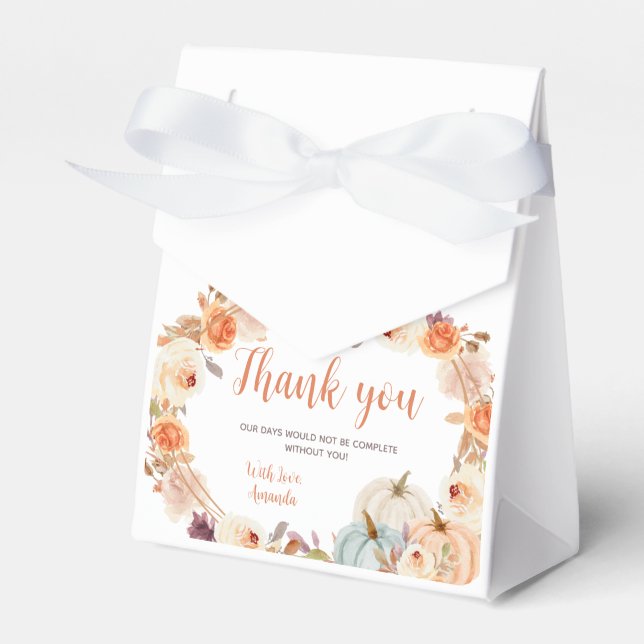 Rustic Pumpkin Boho-Blommigten faller i kärlek fav Presentaskar (Framsidan Sidan)