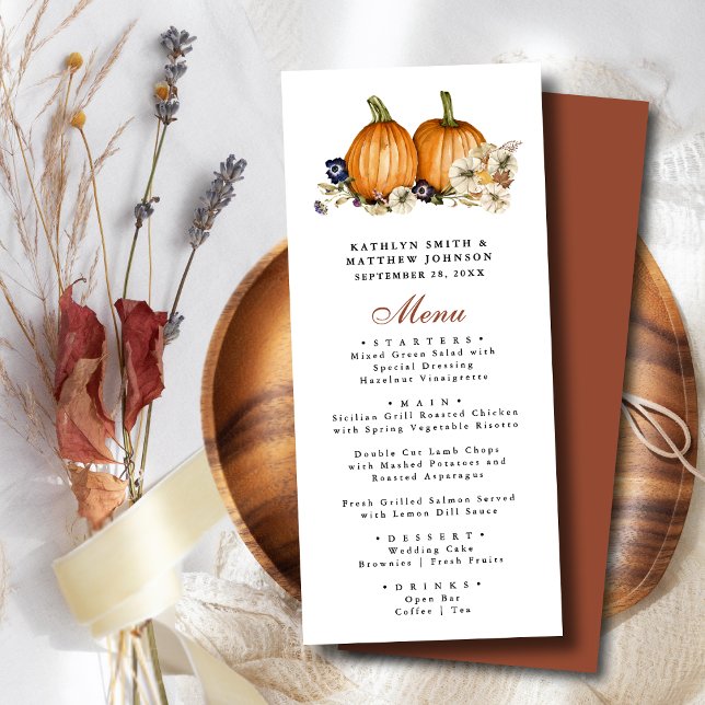 Rustic Pumpkin Botanical Autumn Fall Wedding Meny (Skapare uppladdad)