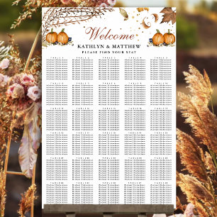 Rustic Pumpkin Botanical Bröllop 30 Bord Sittplats Poster